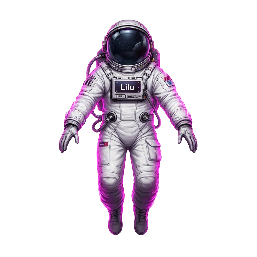 Astronauta Lilu flutuando no espaço