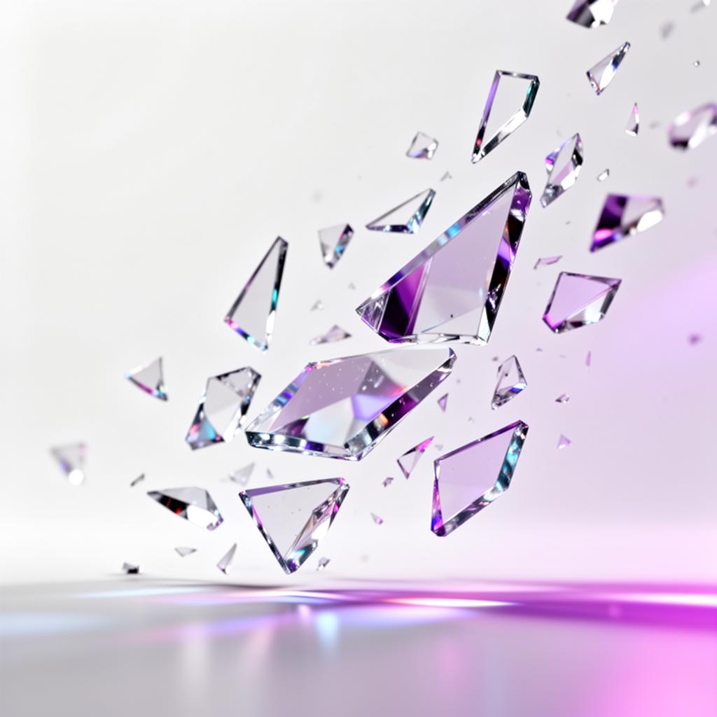 Cacos de vidro flutuando — representação visual da fragmentação da saúde