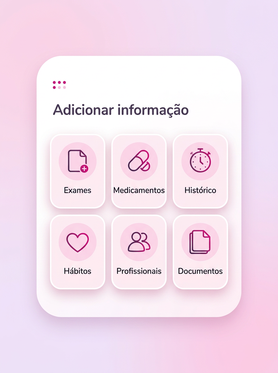 Ilustração de exames e medicamentos organizados